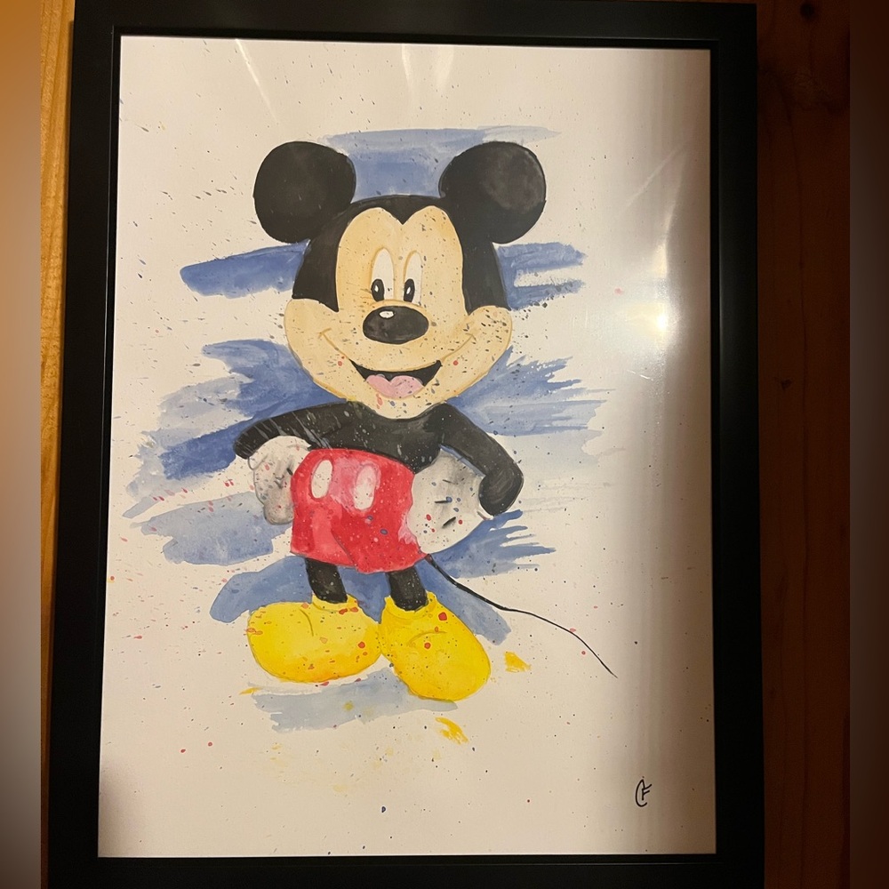 Hand painted watercolor Mickey Mouse
